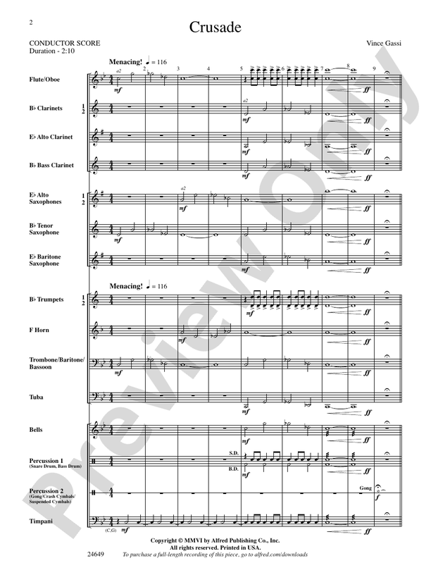 Crusade - Concert Band Conductor Score & Parts (Digital Download)