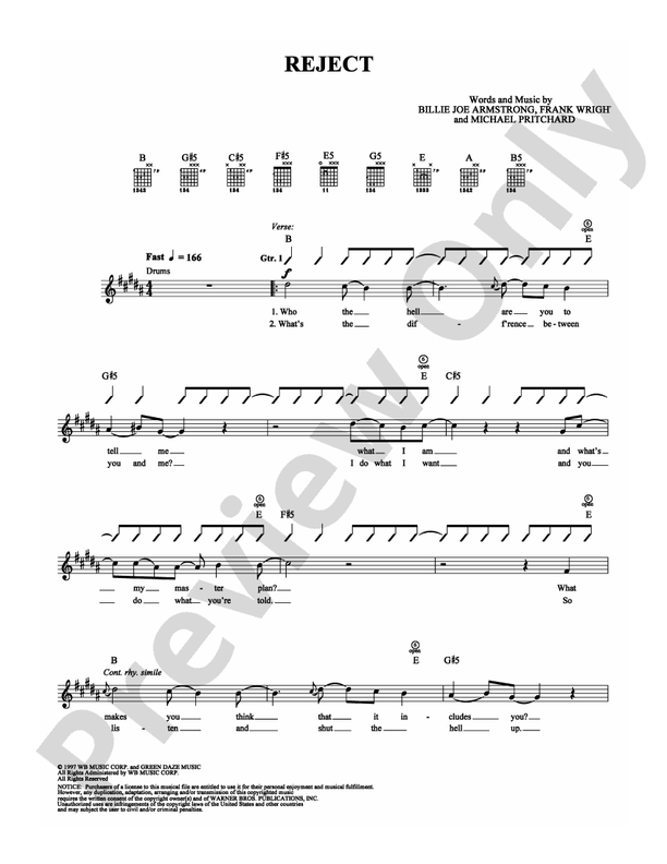 Reject - Guitar TAB (Digital Download)