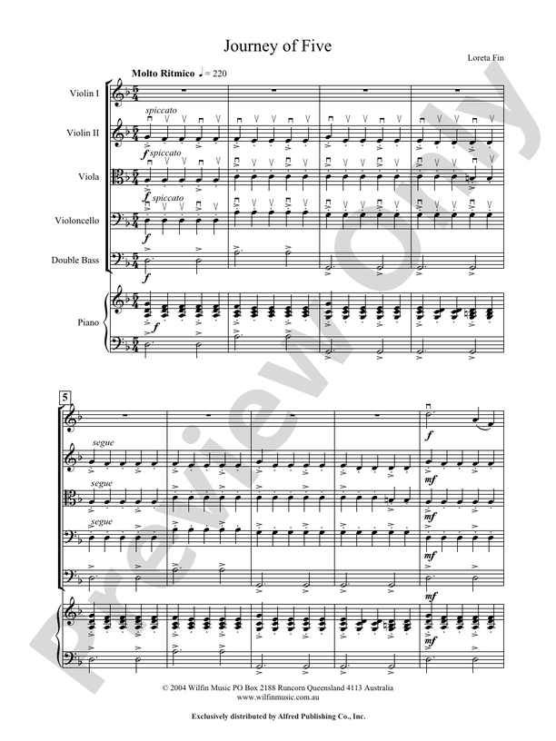 Journey of Five - Loreta Fin – String Orchestra Conductor Score & Parts (Digital Download)