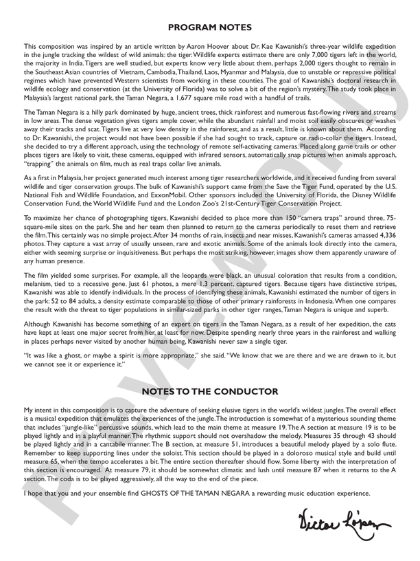 Ghosts of the Taman Negara - Concert Band Conductor Score & Parts (Digital Download)