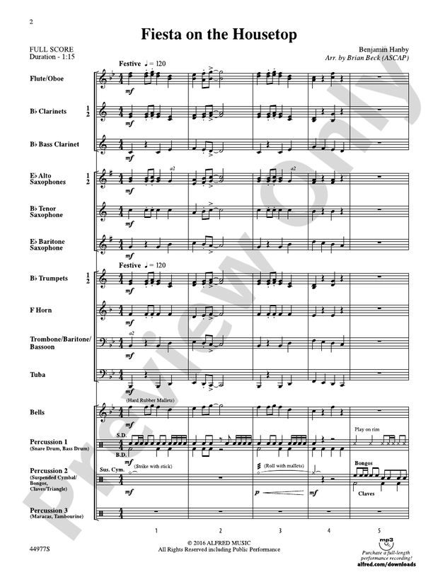 Fiesta on the Housetop - Concert Band Conductor Score & Parts (Digital Download)