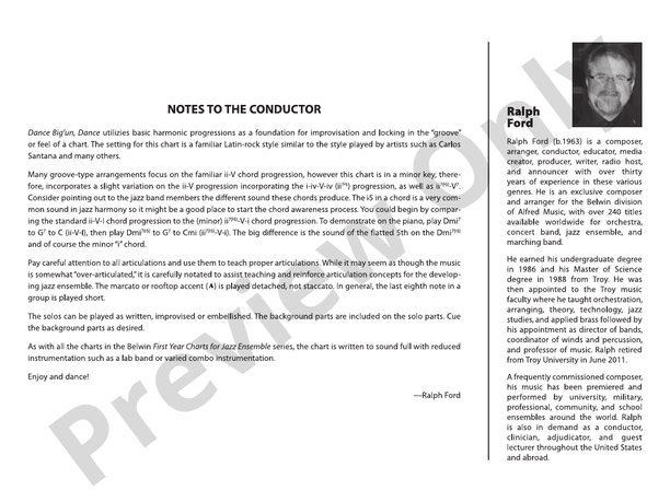 Dance Big'un Dance - Jazz Ensemble Conductor Score & Parts(Digital Download)