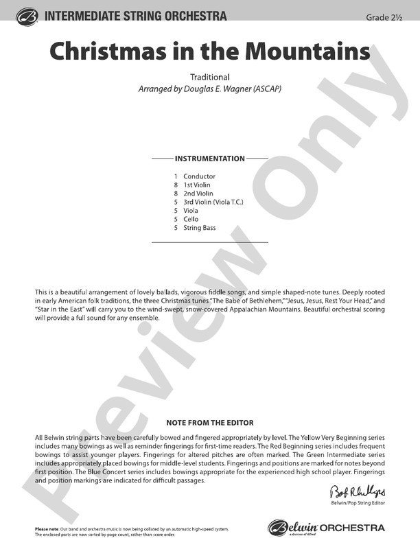Christmas in the Mountains - String Orchestra Conductor Score & Parts (Digital Download)