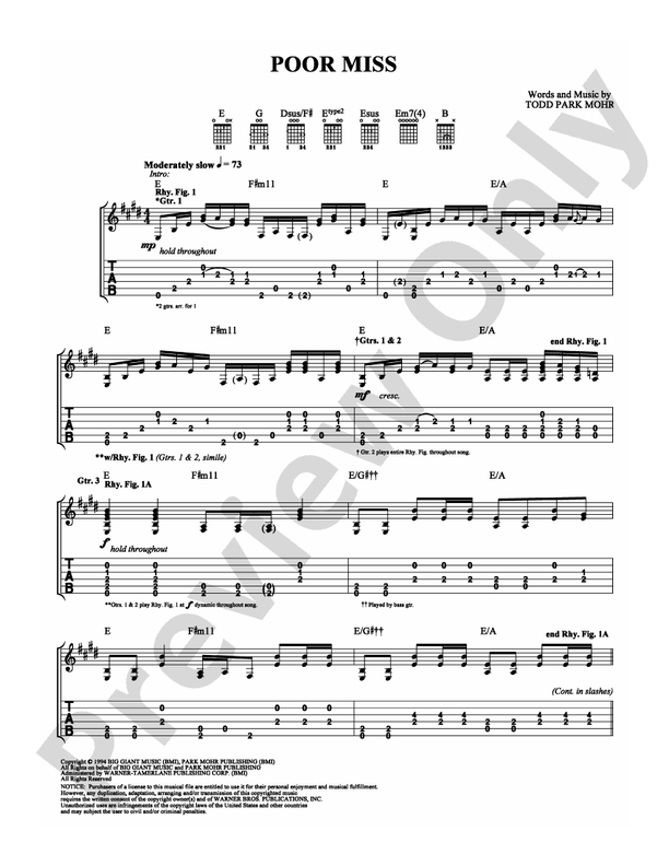 Poor Miss - Guitar TAB (Digital Download)