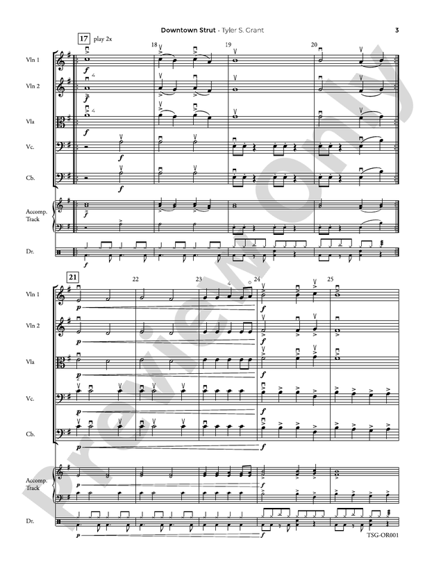 Downtown Strut - String Orchestra Conductor Score & Parts (Digital Download)