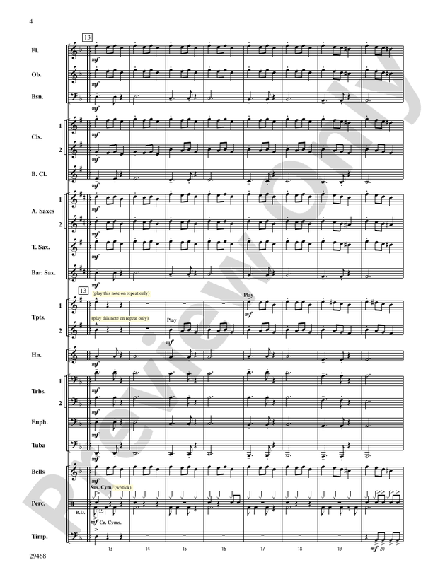 Carol of the Bells - Concert Band Conductor Score & Parts (Digital Download)