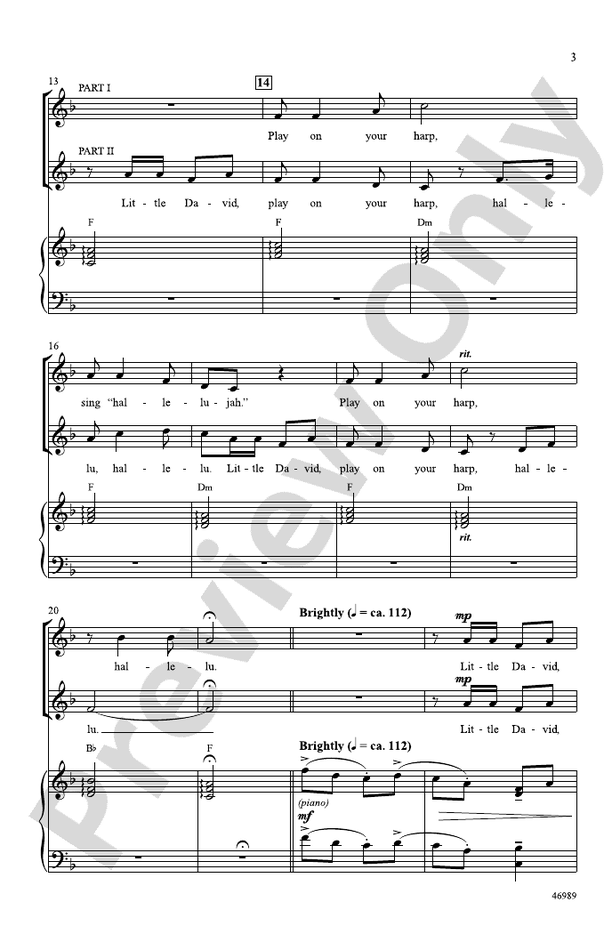Little David, Play on Your Harp – 2-Part Choral Octavo (Digital Download)