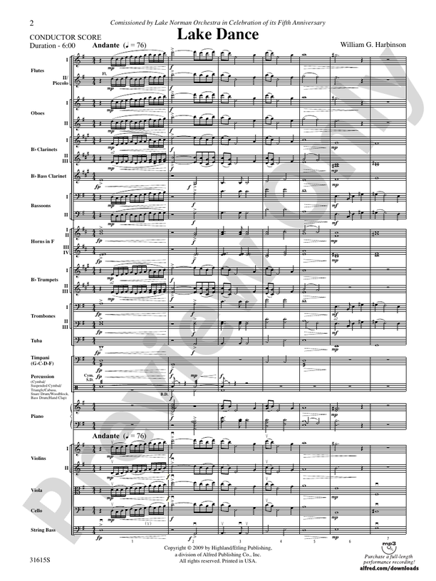 Lake Dance – Full Orchestra Conductor Score & Parts (Digital Download)