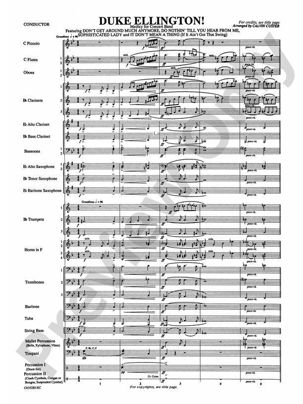 Duke Ellington! (Medley for Concert Band) - Concert Band Conductor Score & Parts (Digital Download)