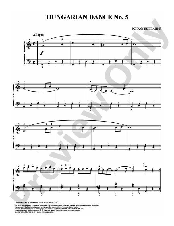 Brahms - Hungarian Dance No. 5 - Easy Piano (Digital Download)