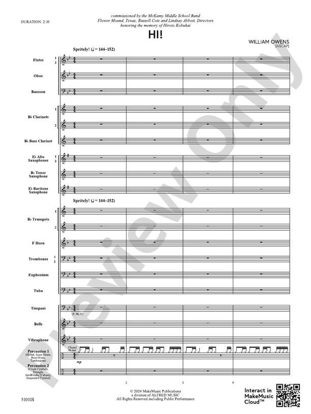 Hi! – Concert Band Conductor Score & Parts (Digital Download)