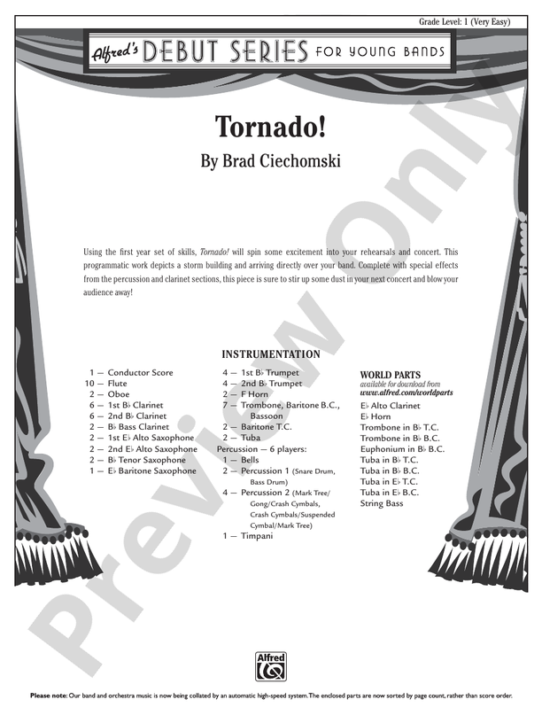 Tornado! - Concert Band Conductor Score & Parts (Digital Download)
