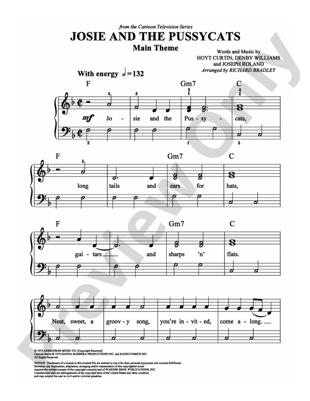 Josie and the Pussycats - Arr. Richard Bradley (DSM-PS-0008352) - Easy Piano (Digital Download)