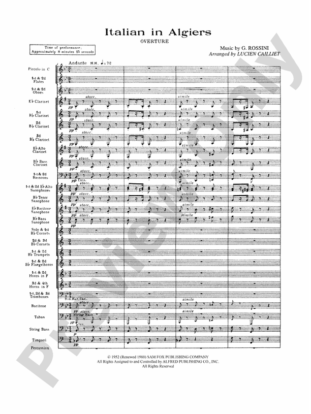 Italian in Algiers - Concert Band Conductor Score & Parts (Digital Download)