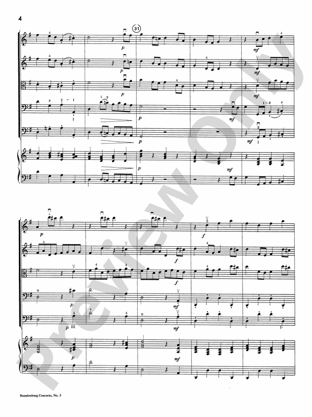 Brandenburg Concerto No. 3 – String Orchestra Conductor Score & Parts (Digital Download)
