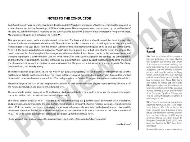 Such Sweet Thunder – Jazz Ensemble Conductor Score & Parts (Digital Download)