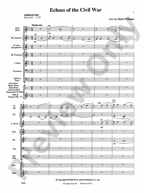 Echoes of the Civil War - Concert Band Conductor Score & Parts (Digital Download)
