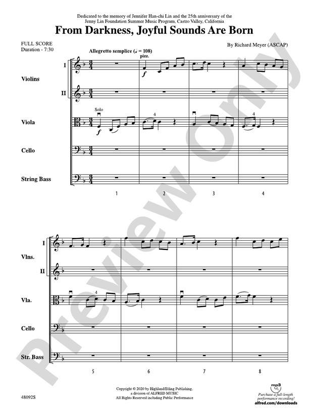 From Darkness, Joyful Sounds Are Born - String Orchestra Conductor Score & Parts (Digital Download)