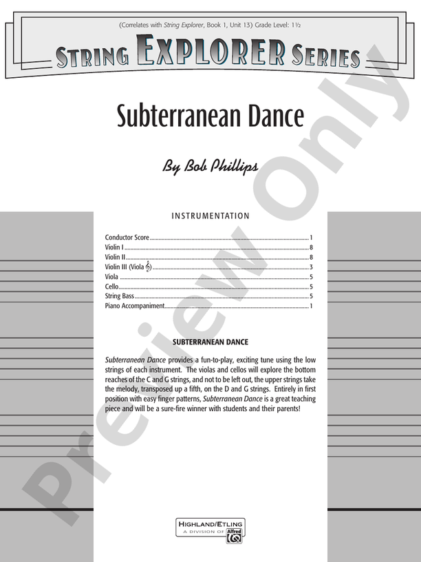 Subterranean Dance – String Orchestra Conductor Score & Parts (Digital Download)