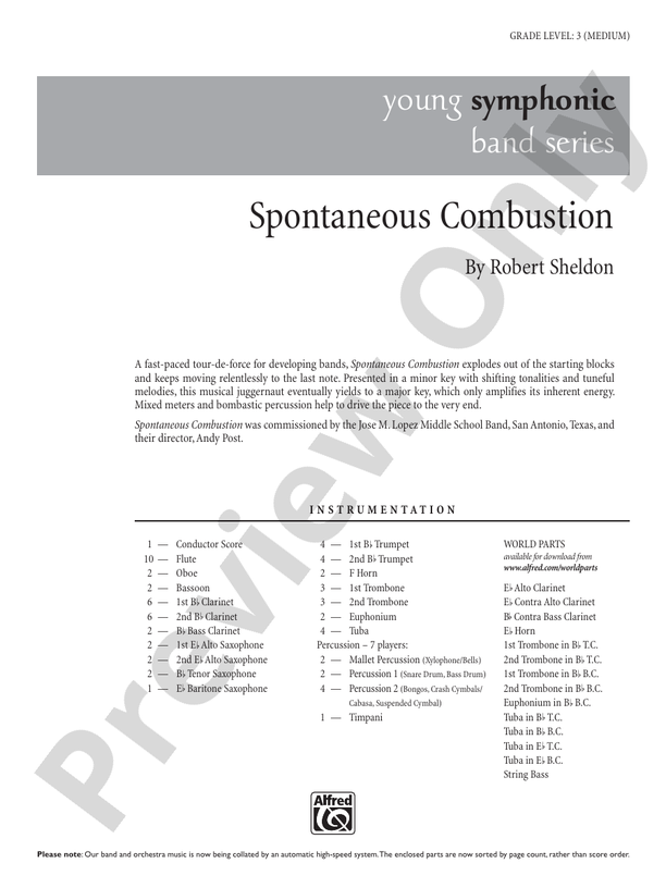 Spontaneous Combustion - Concert Band Conductor Score & Parts (Digital Download)