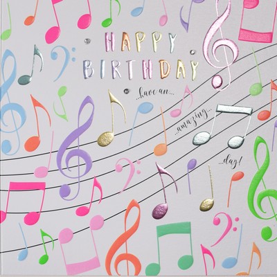 Greeting Card Rainbow Music Happy Birthday