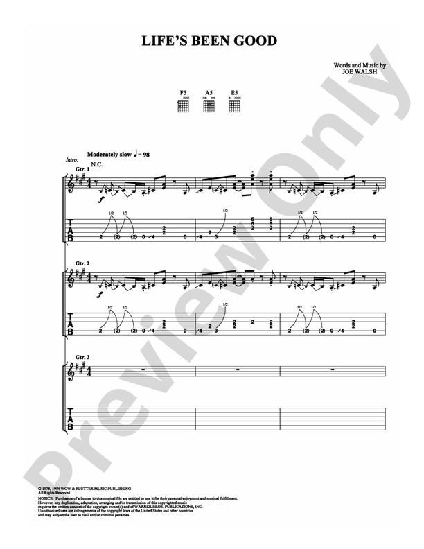 Life's Been Good - Guitar TAB (Digital Download)