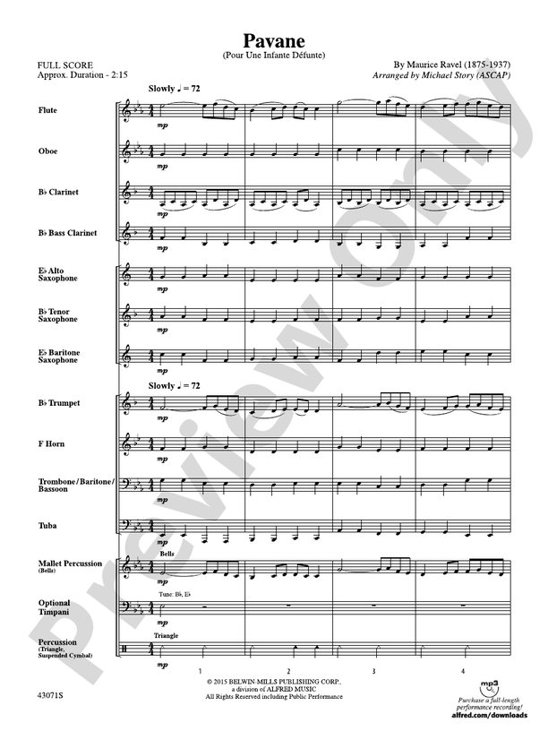 Pavane - Concert Band Conductor Score & Parts (Digital Download)