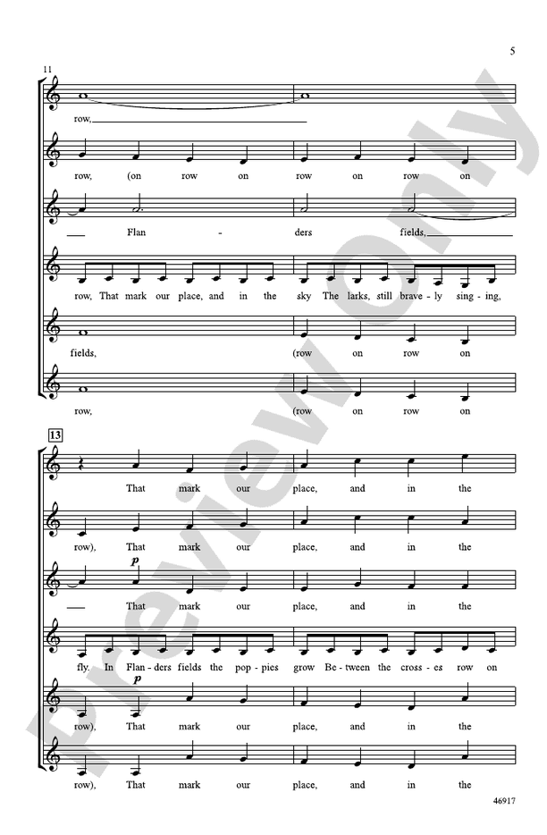 Flanders Fields – SSSAAA Choral Octavo (Digital Download)