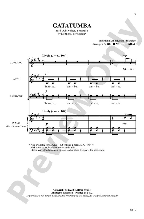 Gatatumba - SAB, a cappella Choral Octavo (Digital Download)