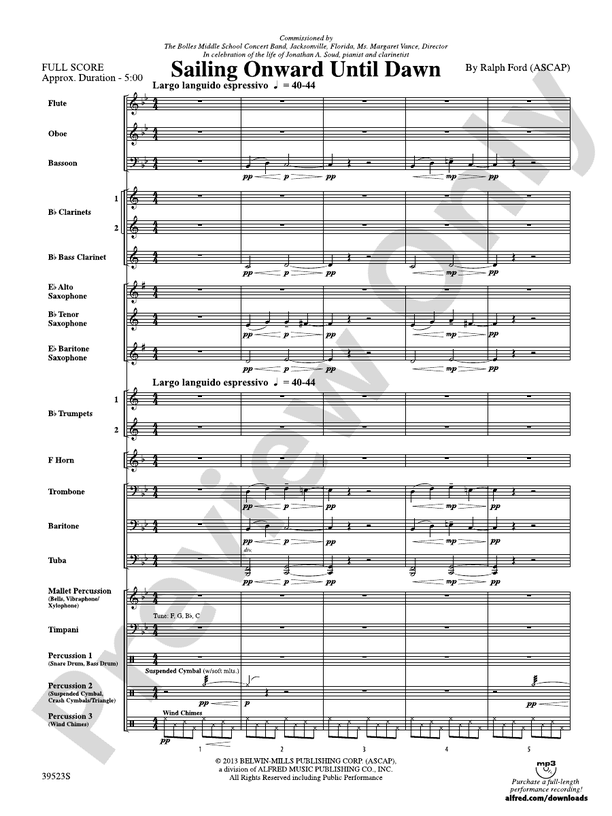 Sailing Onward Until Dawn - Concert Band Conductor Score & Parts (Digital Download)