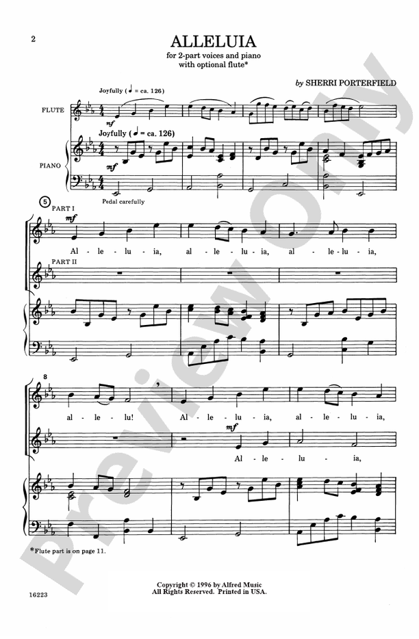 Alleluia - Sherri Porterfield - 2-Part Choral Octavo (Digital Download)