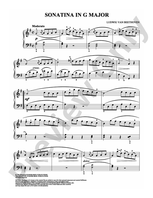 Beethoven - Sonatina in G Major - Easy Piano (Digital Download)