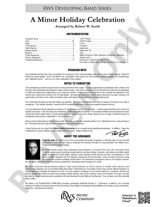 A Minor Holiday Celebration - Concert Band Conductor Score & Parts (Digital Download)