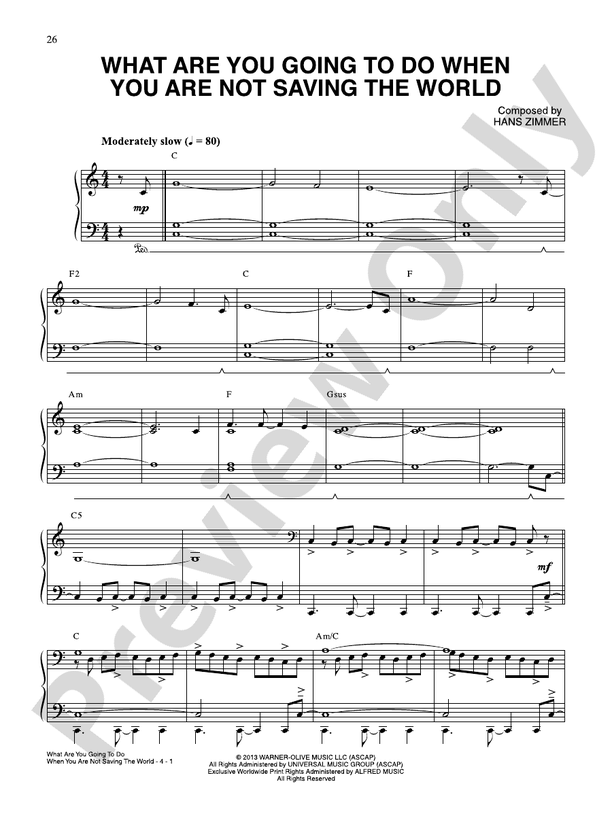 What Are You Going to Do When You Are Not Saving the World? (from Man of Steel) - Piano (Digital Download)