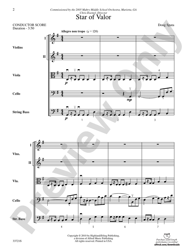 Star of Valor – String Orchestra Conductor Score & Parts (Digital Download)