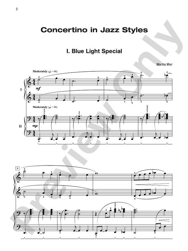 Concertino in Jazz Styles including "Blue Light Special", "Starlight Jazz", and "Strolling Along the Boardwalk" - 2 Pianos, 4 Hands (Digital Download)