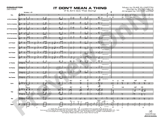 It Don't Mean a Thing (If It Ain't Got That Swing) Grade 2 - Jazz Ensemble Conductor Score & Parts(Digital Download)