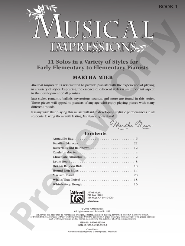 Musical Impressions, Book 1 - Piano (Digital Download)