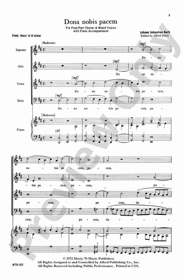 Dona Nobis Pacem - Johann Sebastian Bach – SATB Choral Octavo (Digital Download)