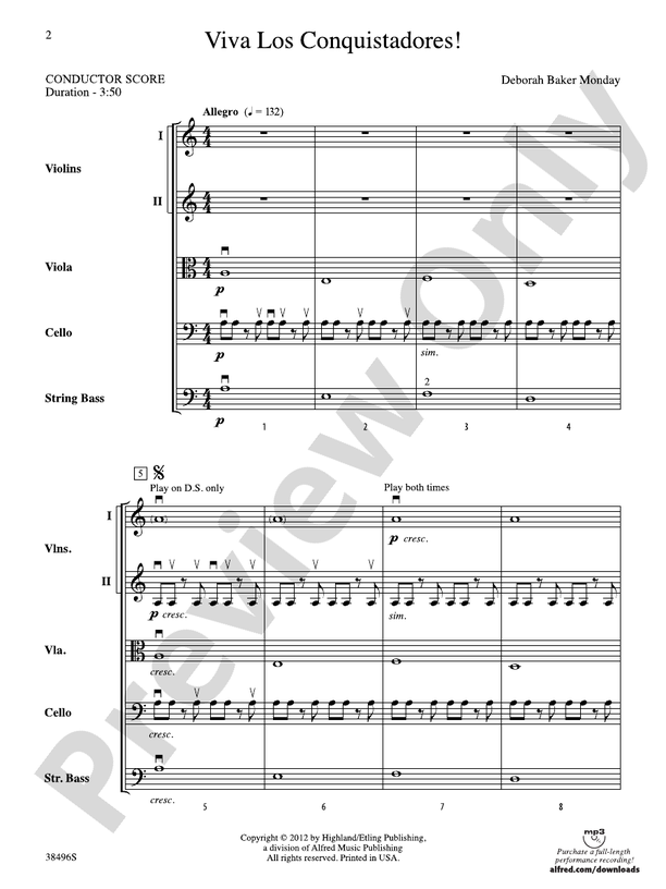 Viva los Conquistadores! – String Orchestra Conductor Score & Parts (Digital Download)