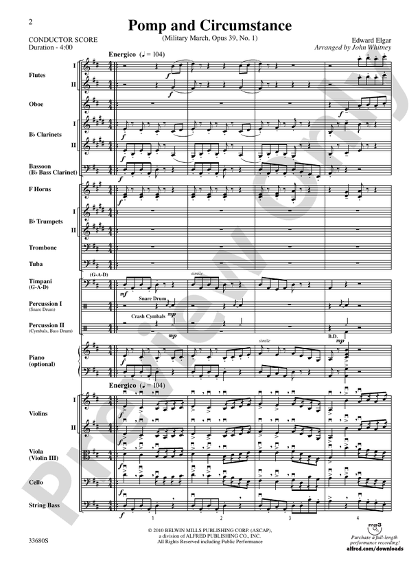 Pomp and Circumstance – Full Orchestra Conductor Score & Parts (Digital Download)