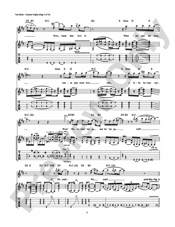Summer Nights - Guitar TAB (Digital Download)