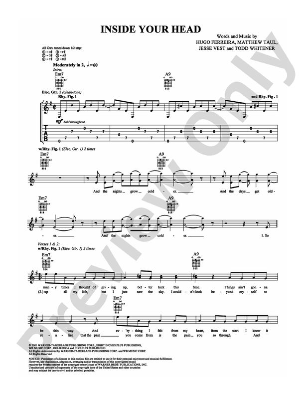 Inside Your Head - Guitar TAB (Digital Download)