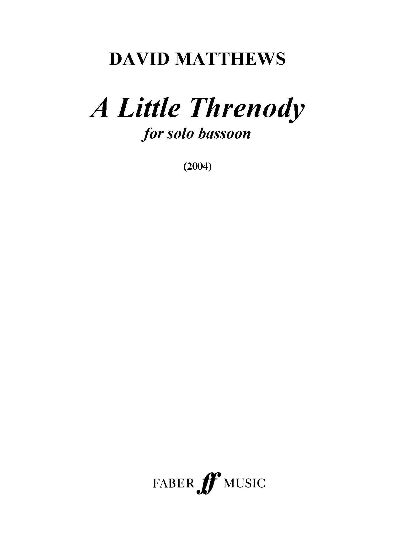 A Little Threnody - Bassoon (Digital Download)