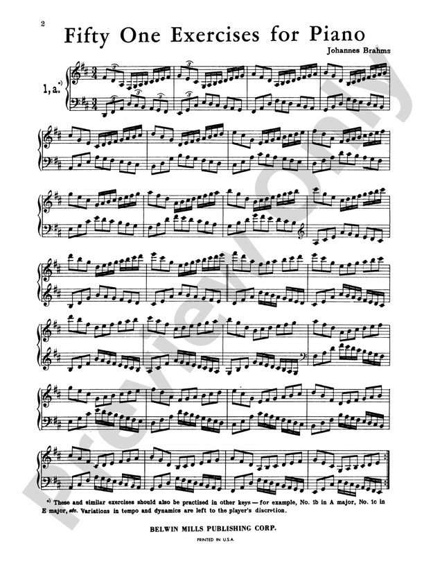 Brahms - Fifty-one Etudes - Piano Solo (Digital Download)