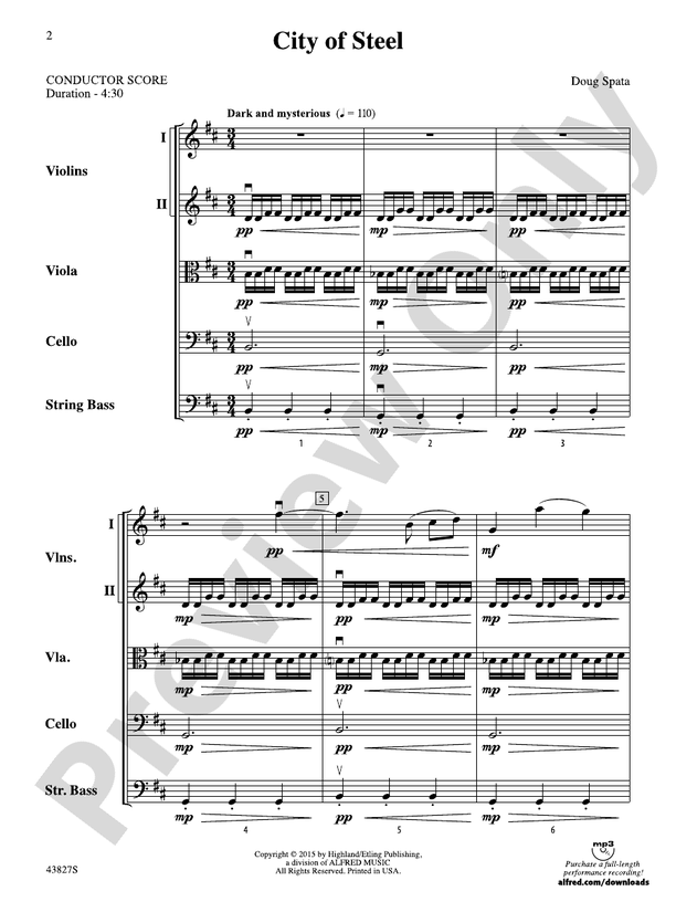City of Steel – String Orchestra Conductor Score & Parts (Digital Download)