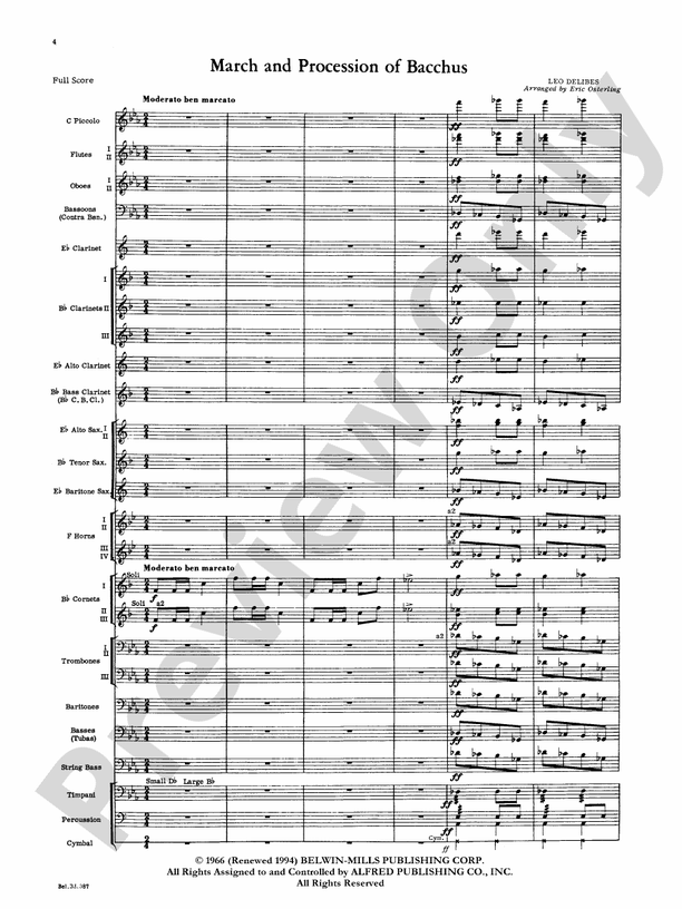 March and Procession of Bacchus (Grade 5) - Concert Band Conductor Score & Parts (Digital Download)
