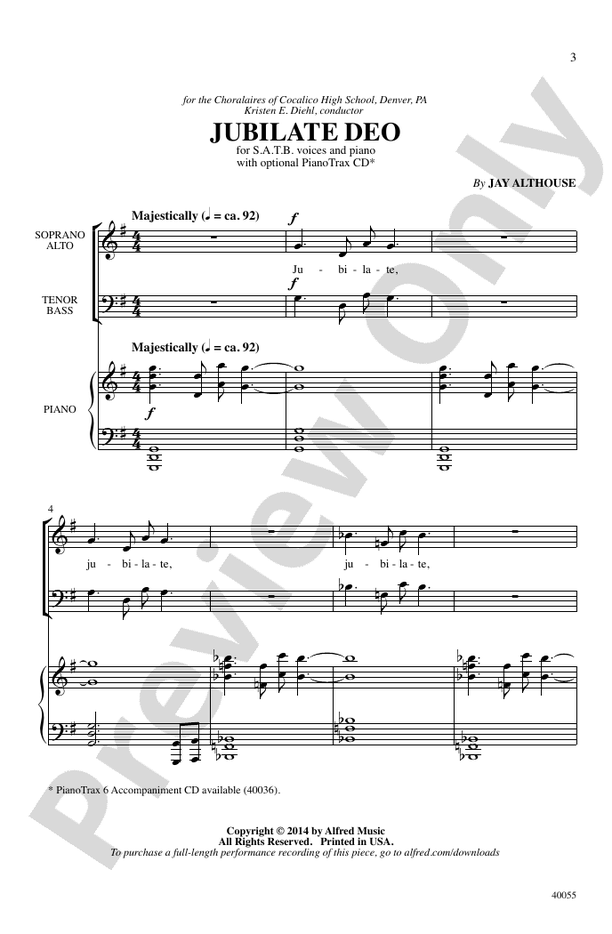 Jubilate Deo  - Arr. Jay Althouse– SATB Choral Octavo (Digital Download)