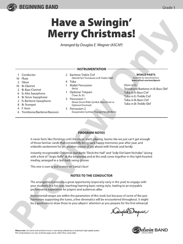 Have a Swingin' Merry Christmas! - Concert Band Conductor Score & Parts (Digital Download)