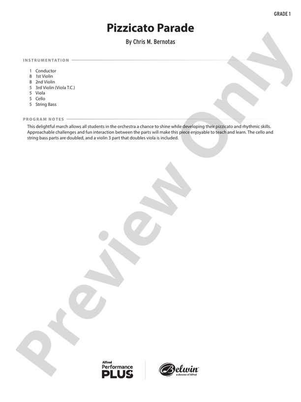 Pizzicato Parade - String Orchestra Conductor Score & Parts (Digital Download)